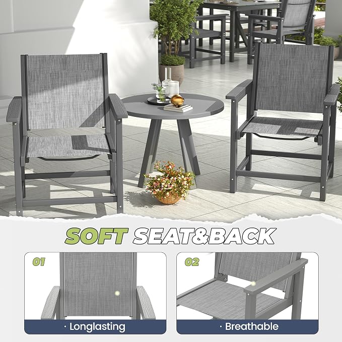 7 Pieces Outdoor Dining Sets HDPE Patio Dining Table and Chair Set for 6