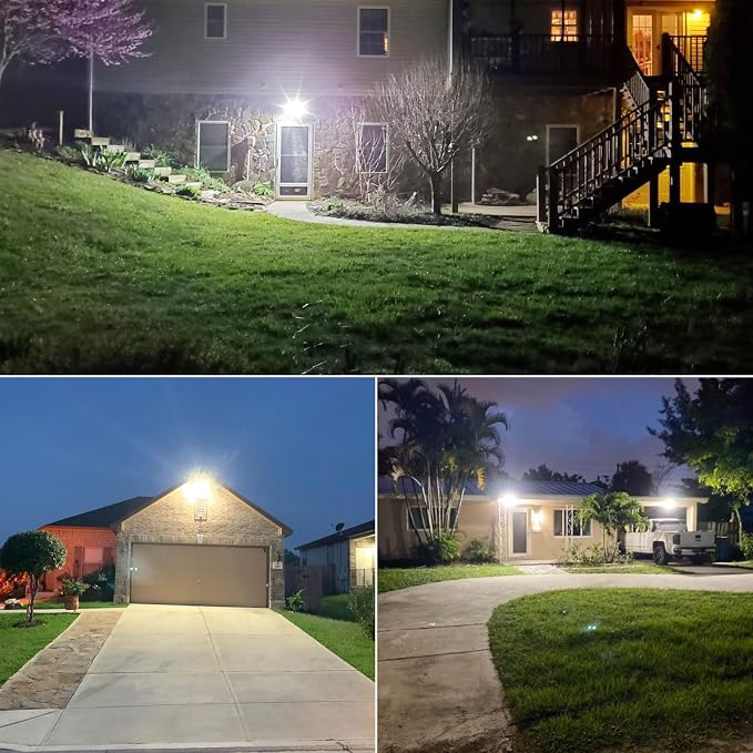 SANSI 55W 7000LM Motion Sensor Outdoor Security Lights | Super Bright 5000K Dusk to Dawn Flood Lights Outdoor, 320° Beam Angle, Yard, 4 Modes, IP65 Waterproof, ETL Listed, Black