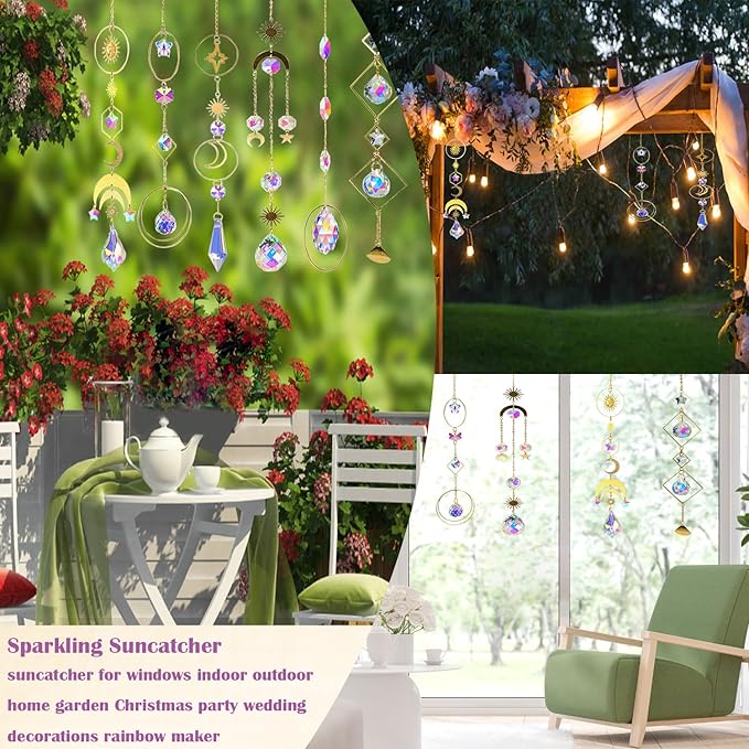 DIY Suncatcher Kit 400pcs Sun Catchers Supplies Arts and Crafts for Adults | Window Hanging Sun Catcher with Chain Rainbow Maker Crystal Prisms Decor for Home Garden Party Wedding Ornament
