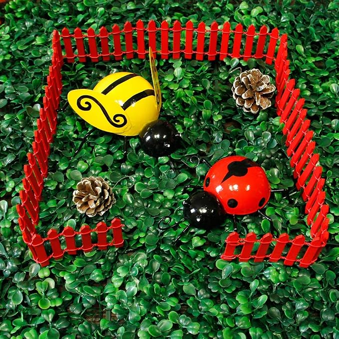 Prsildan Miniature Fairy Fence, Wood Ornament Mini Fence Scene Props 40 Inches