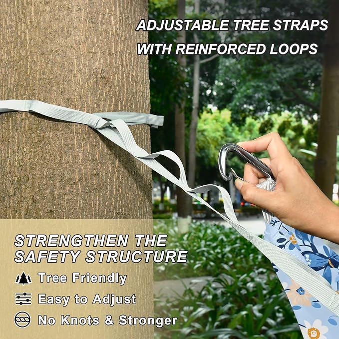Camping Hammock Outdoor Hammocks for Outside Butterflys Flowers Beach Trees Portable Lightweight with Pockets Tree Straps Indoor