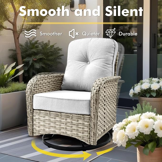 CAODOC Outdoor Sectional Patio Furniture Set,10 Pieces Wicker Conversation Sets L Shaped Couch,Out Door Sofa Outside Furniture with Swivel Chairs,Gray