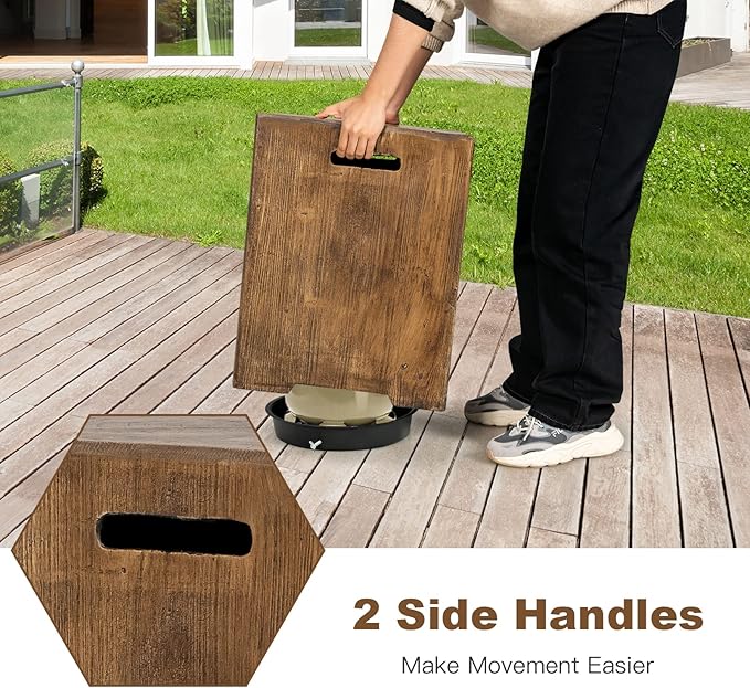 Giantex Outdoor Tank Hideaway Table, Propane Tank Cover for Standard 20 LBS Propane Gas Tank, Outside Patio Side End Table with Side Handles, Brown