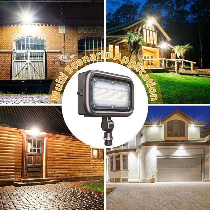30W LED Outdoor Security Flood Lights,AC 120-277 Input | 100lm/W Efficacy,Super Bright LED Chips,7V×7H Beam Spread,180°Adjustable Knuckle Mount,IP65 Waterproof,4000K Color Temperatur