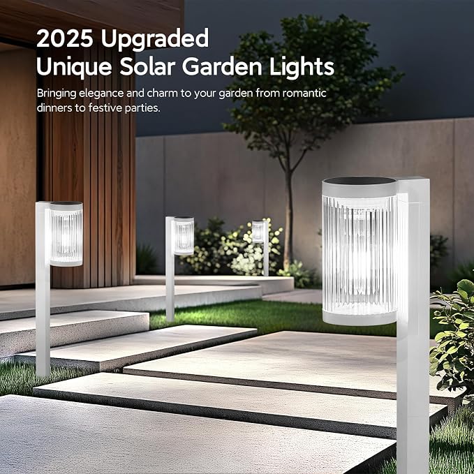 Solar Pathway Lights Outdoor, 6 Pack Upgraded Outdoor Solar Lights for Outside Super Bright Up to 12Hrs, IP65 Waterproof Solar Garden Lights for Yard Walkway Path Driveway Sidewalk