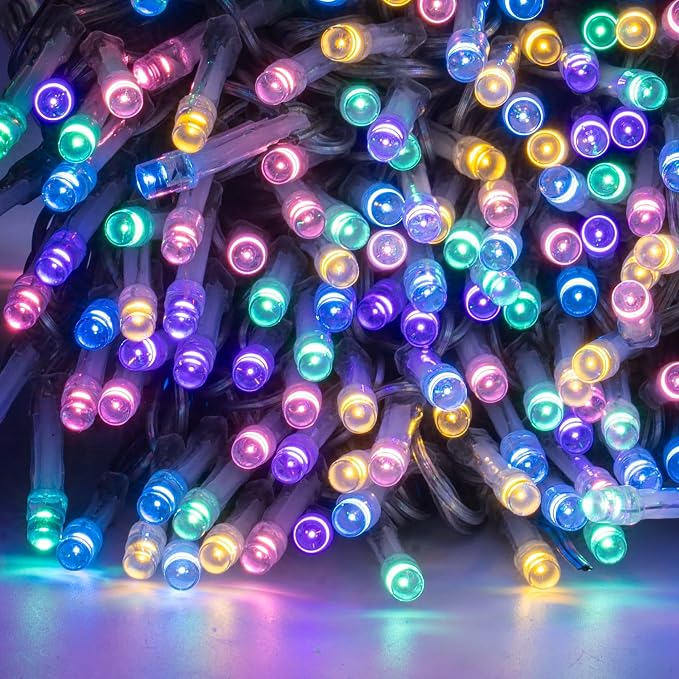 Dazzle Bright 300 LED Easter String Lights, 100 FT Colorful Connectable Waterproof String Lights Clear Wire with 8 Modes, Easter Decorations for Indoor Outdoor Party Yard Garden (Pastel)