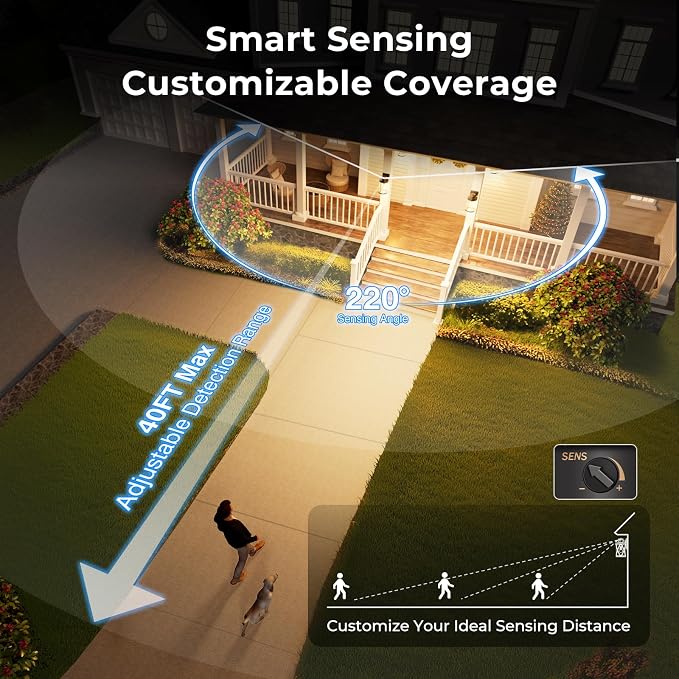 Large Motion Sensor Exterior Light Fixture, Bronze Dusk to Dawn Outdoor Wall Lights, Waterproof Exterior Lights for House, Porch, Doorway, Garage, 100% Aluminum