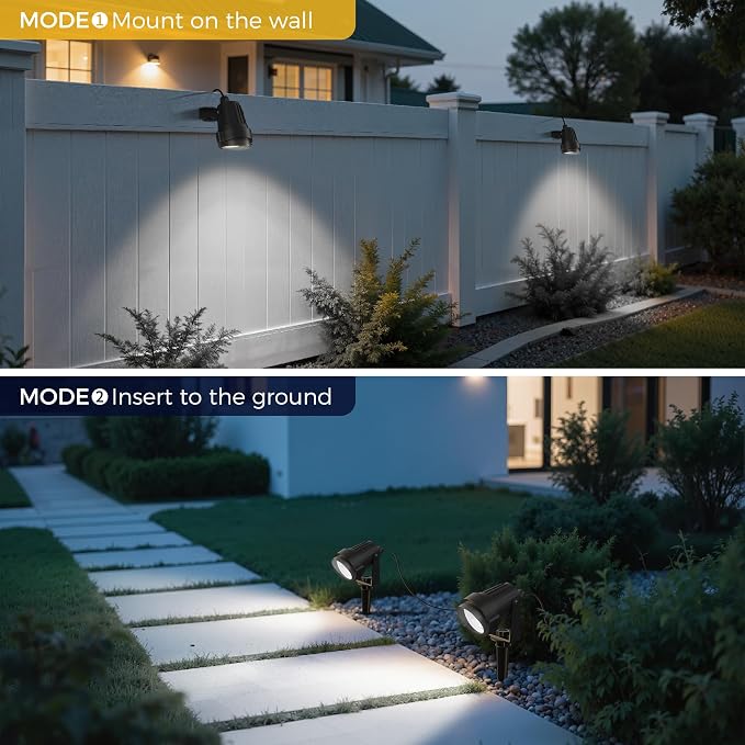 L LOHAS LED 5W Dusk to Dawn Outdoor Spotlight 6000K Landscape Light 4 Pack | Outdoor Spotlights with Dusk to Dawn Sensor, Waterproof Landscape Lights for Yard, Garden, House and Tree Decoration