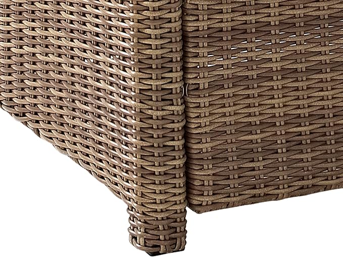 Crosley Furniture Bradenton 4-Piece Outdoor Sectional Sofa Wicker Conversation Patio Furniture Set for Deck, Brown with Sand Cushions