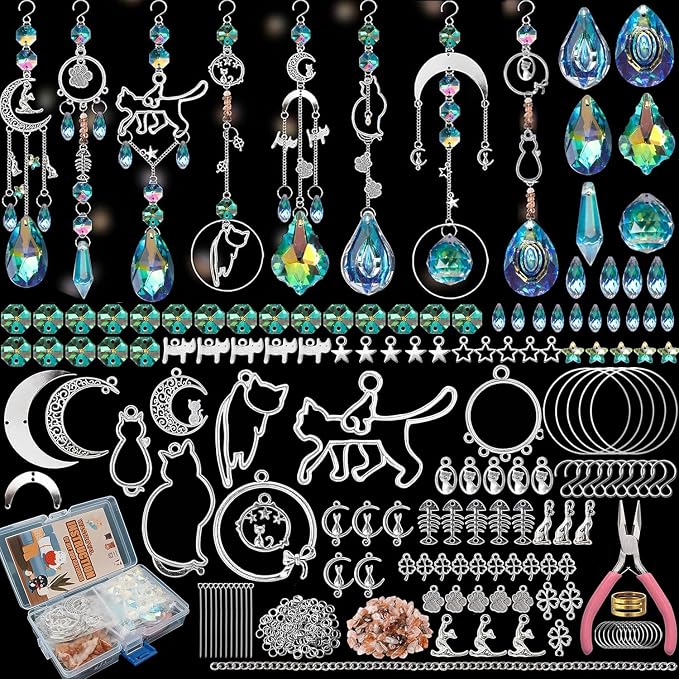DIY Suncatchers 450pcs Sun Catchers Making Supplies Kit Prism Hanging Decor | Crystal Suncatcher Kit, DIY Crystal Hanging Prisms Window/Garden, Rainbow Maker, Gift Art and Crafts for Adults with Tutorial