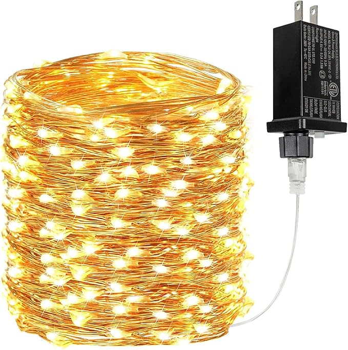 99FT 300 LED Fairy Lights Plug in, Extra-Long Twinkle Lights Warm White | 8 Modes Waterproof String Lights Outdoor Indoor, Memory, Timer, Copper Wire, Christmas Lights for Bedroom Garden Party Decor