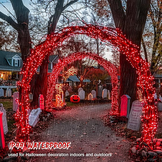 JMEXSUSS 150 LED Connectable Red Christmas Lights Indoor Outdoor Waterproof | 59 Ft Red Halloween String Lights Plug in, 8 Modes Twinkle Fairy Light for Bedroom Patio Party Tree Holiday Xmas Decor