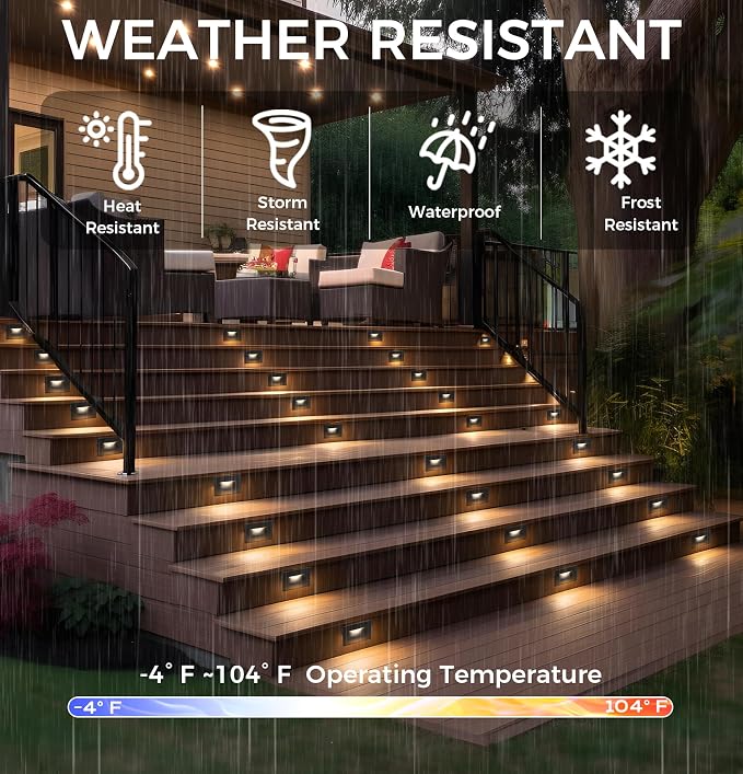 CLOUDY BAY 120V 5CCT Dimmable LED Indoor Outdoor Step Light,2700K/3000K/3500K/4000K/5000K,Stair Light,Black,Pack of 3