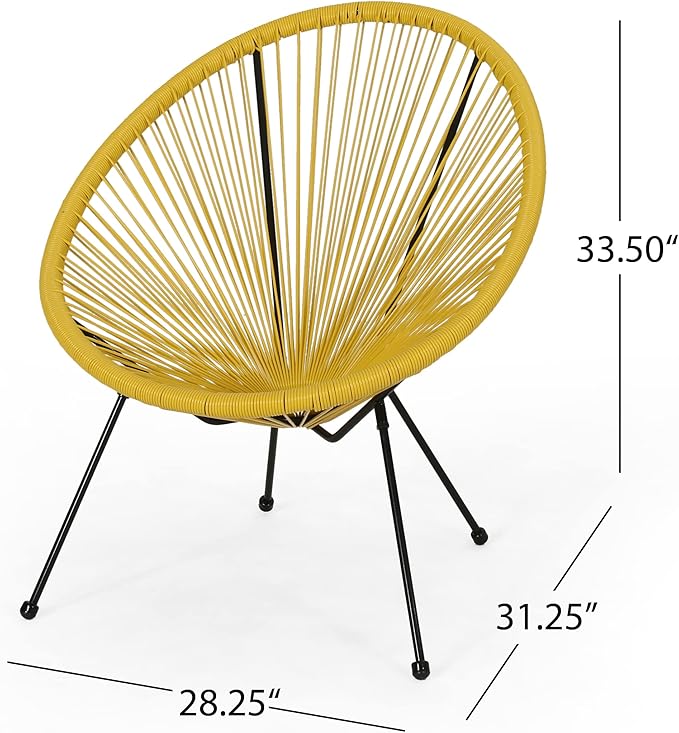 Christopher Knight Home Outdoor Hammock Weave Chair with Steel Frame (Set of 2) - Yellow and Black Finish