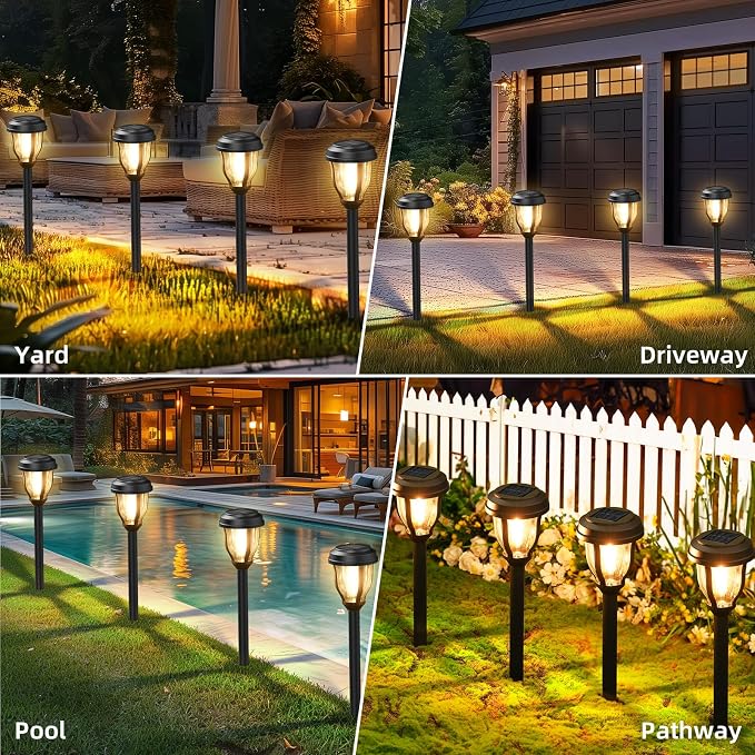 DERAYSION 6 Pack Solar Lights Outdoor, Solar Pathway Lights Waterproof Garden Landscape Lighting for Path, Yard, Walkway, Driveway Decor- 6 Pack Warm White | Waterproof Solar Garden Lights 6 Pack LEDOutdoor Solar Lights for Yard Landscape Path Walkway ...