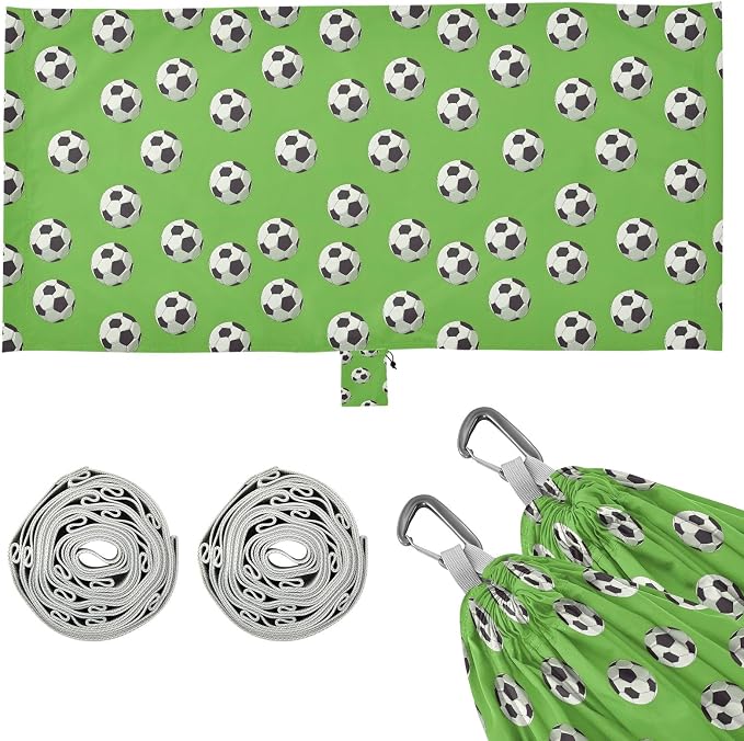 Camping Hammock Outdoor Hammocks for Outside Football Green 1 Beach Trees Portable Lightweight with Pockets Tree Straps Indoor