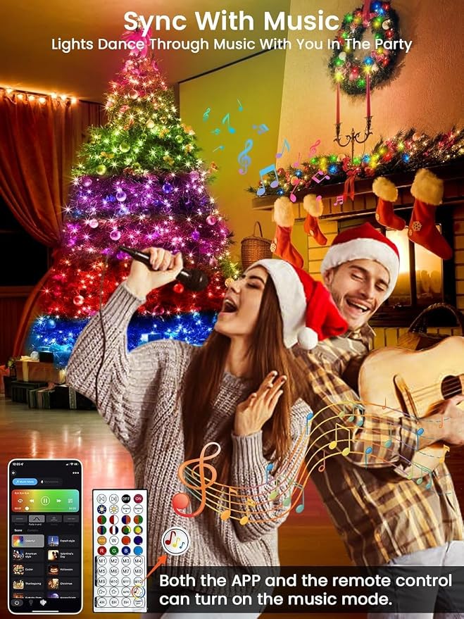 500LED Smart RGB Color Changing String Lights 177FT Orange Fall Light App | Music Sync, Multi Colors and Modes, Timer, Waterproof Twinkle Light Outdoor with Remote for Christmas Halloween Fall Decor