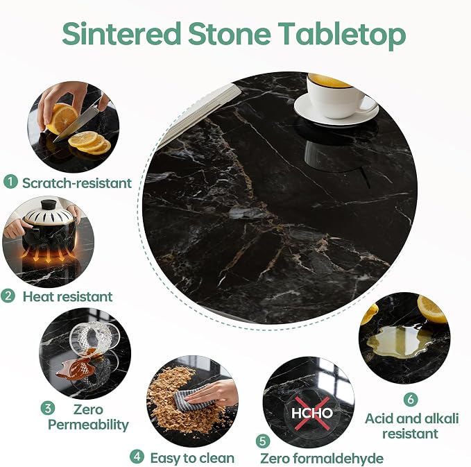 Rectangle Table Top,23.6 ” x 11.8 ” Black Sintered Stone Tabletop, DIY Replacement & Cover Marble Desktop, Scratch & Wear Resistant, Easy to Clean, Suitable for Indoor & Outdoor