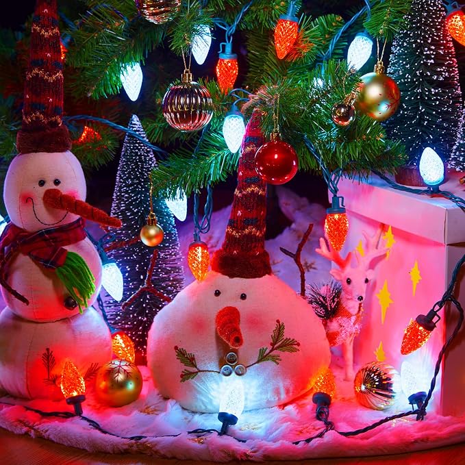 Brightown C9 LED Christmas Lights Outdoor, 66 ft 100 LED Strawberry String Lights, Waterproof Commercial Grade Extendable for Outside Roofline Patio Home Xmas Decoration, Red and White
