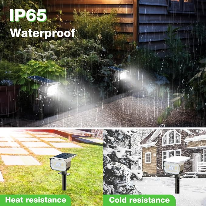 nipify Solar Lights Outdoor Waterproof, Motion Sensor Spot Lights- 4 Pack/56 LED/3 Modes Solar Powered Spotlights 2-in-1 Auto On/Off Landscape Lighting for Outside Yard Wall Garden, Cool White | 4 Pack/3 Modes/56 LED, Cool White, Solar Powered, Lightin...