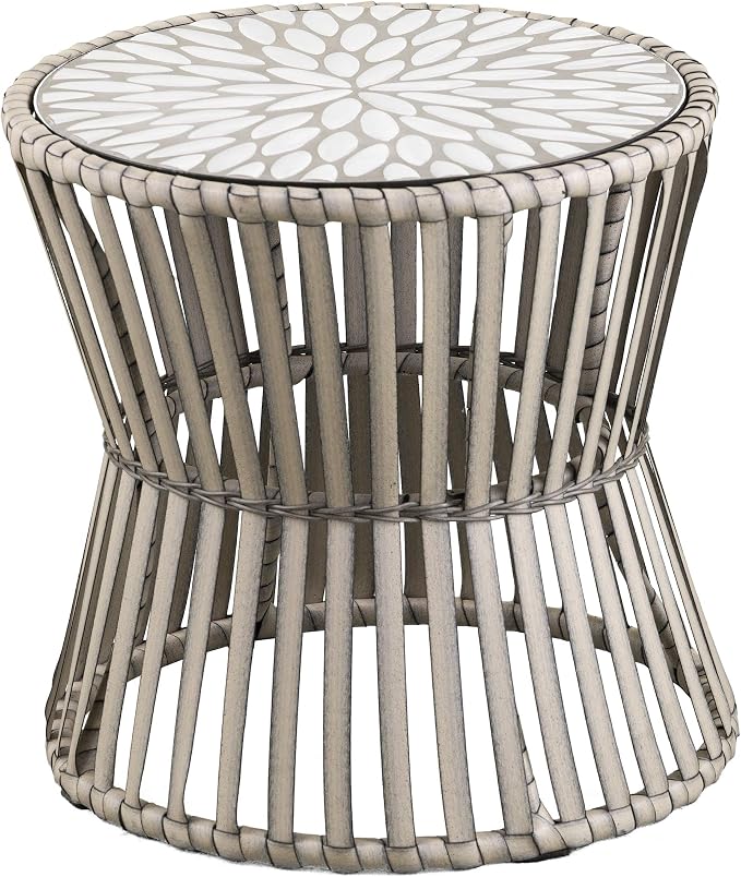 SEI Outdoor Patio Furniture - Melilani Round Outdoor Side Table - Transitional Design Natural Rattan - Fully Assembled - Ideal for Patio, Backyard (OD1086106)