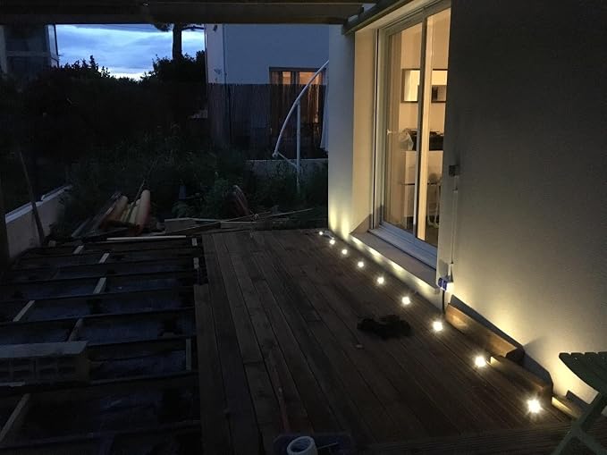 Low Voltage LED Deck Light Waterproof Outdoor Garden Yard Decor Lamps Recessed Wood Decking Stair Landscape Pathway LED Step Lighting, Warm White