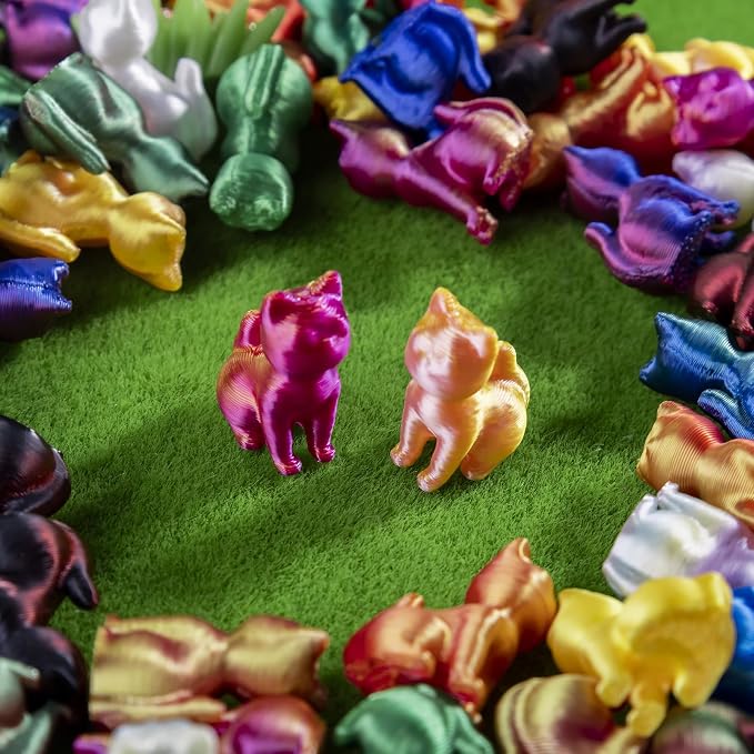 100pcs Mini 3D Printed Animals Tiny Animals Plastics Figures Miniature Little Small Cat Figurines Bulk for Micro Fairy Garden Landscape Accessories Hide Crafts Decor Aquarium