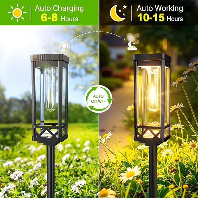 KOOPER Taller Solar Pathway Lights Outdoor, 12 Pack Upgraded Brighter Solar Garden Lights Solar Powered, Up to 15 Hours Outdoor Solar Lights for Yard Landscape Walkway Driveway Sidewalk (Warm White)