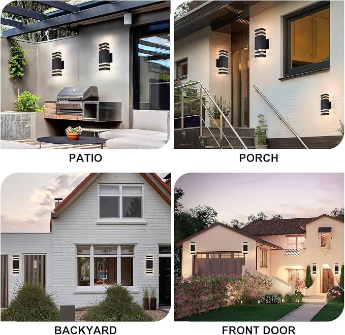 Dusk to Dawn Outdoor Lighting 4 Pack, Porch Lights Outdoor Wall Lamps for Patio Waterproof 3000K Warm White Exterior Light Fixture Sconce Lights for House Hallway Garden Corridor