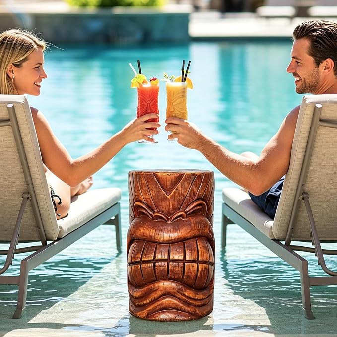 Outdoor Decor Tiki Face Sculpture-Tiki Totem Statues Waterproof Decorative Yard Patio Decorations