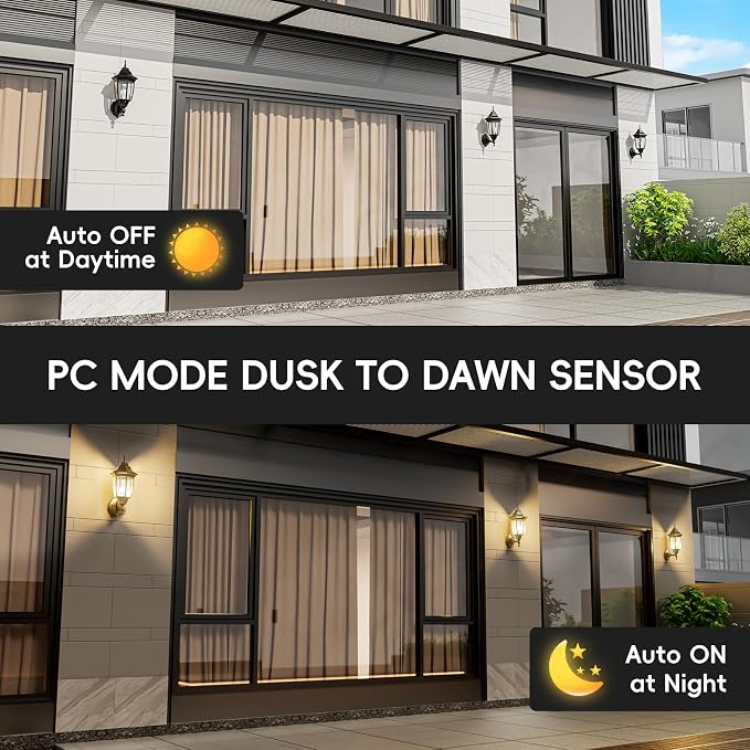 EMART Dusk to Dawn Outdoor Porch Light with Bulb, Wall Lamp(2 Pack, Black) | Exterior Anti-Corrosion, Waterproof Aluminum & Glass Shades, Modern Sconce Lantern Fixtures for Outside, House, Garage