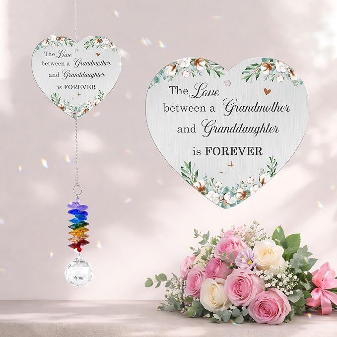 Gifts for Grandma - Mother’s Day Birthday Gift - Meanigful Keepsake - Heartfelt Gift for Grandmother Mom Mama Nana from Granddaughter Daughters - Crystal Rainbow Maker - Hanging Window Decor