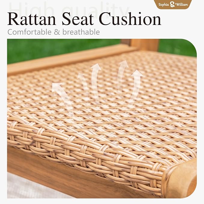 Sophia & William Patio Dining Set, Rattan, Chairs | Rattan, Wicker, Wood, Weather resistant, Breathable fabric