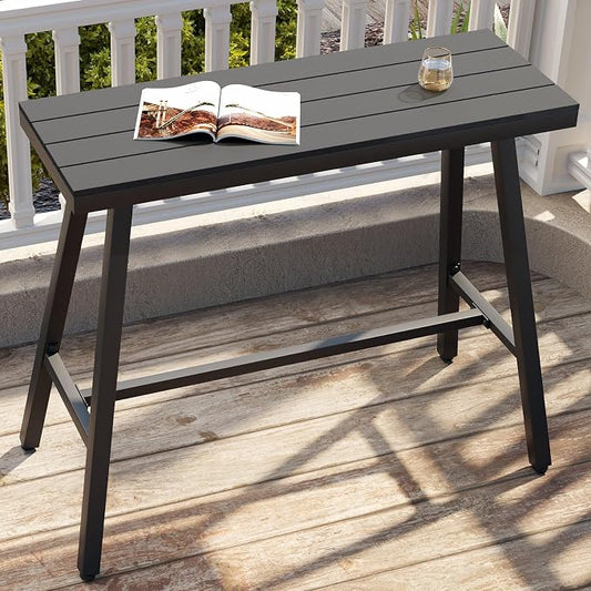 Crestlive Products Outdoor Bar Table, Patio Pub Table, 43'' Patio Bar Height Table with Weather Resistant Waterproof Top for Balcony, Bistro, Garden, Backyard, Poolside, Indoor (Black)