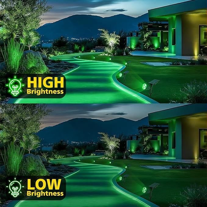 T-SUN Green Solar Lights Outdoor Waterproof,Solar Spotlight Outdoor,1 Pack | 4 LEDs, 2 Lighting Modes, IP65 Waterproof Dusk to Dawn Solar Lights for Tree, Patio, Yard, Garden, Driveway, Pool Area