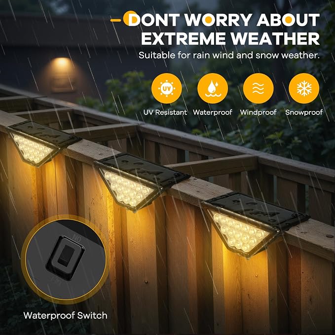 BKBB PPBB Solar Step Lights for Outside, Solar Stair Lights Outdoor Waterproof, Deck Step Lights for Fence, Patio, Yard, Porch, Front Door, Sidewalk, Garden, Patio Decor (12, Warm White)