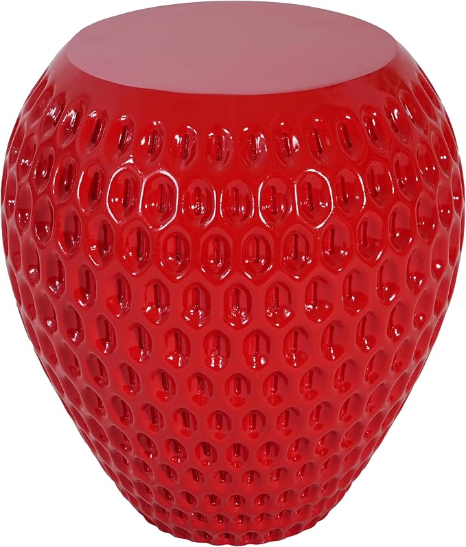 Christopher Knight Home Veygar MGO Outdoor Side Table with Flat Round Top, Lightweight Concrete Accent Table for Indoor/Outdoor Usage, Cute Strawberry-Inspired Small End Table, No Assembly, Red