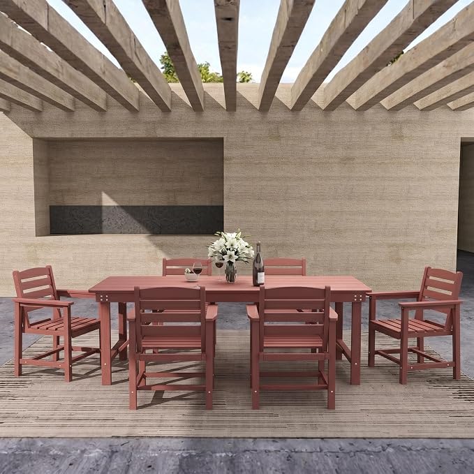 Outdoor Dining Chairs, Set of 2,Terracotta | HDPE material, comfortable armrests, weather-resistant furniture, ideal for table match, backyard, deck, garden