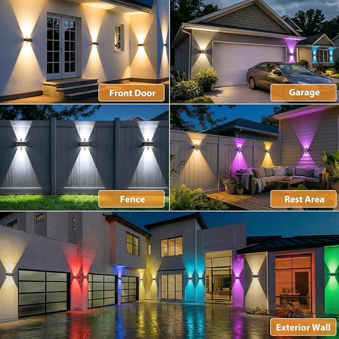 16PACK Solar Sconce Lights Outdoor,8 Lighting Modes Up and Down Solar Wall Lights Dusk to Dawn Lighting IP65 Waterproof Solar Lights Outdoor for House Exterior Front Porch Garage Fence Patio Yard