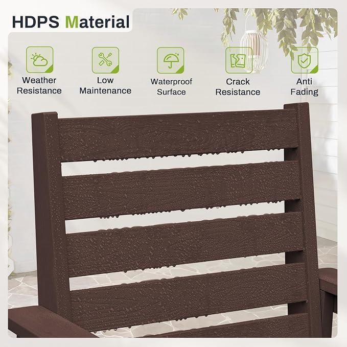 Outdoor Dining Chairs Set of 2, All Weather HDPS Patio Dining Chairs, Heavy Duty Outdoor Chair with Armrest for Backyard Deck Porch, Coffee Brown