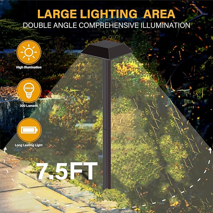 Super Bright 300 Lumens Solar Pathway Lights Outdoor, 2 Lighting Color Modes Warm White & Daylight, Waterproof Landscape LED Lighting for Walkway, Garden, Driveway, Yard – Easy Installation (4 Pack)