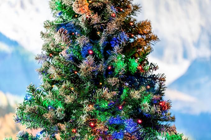 Novelty Lights 50ft 100 LED Multicolor Christmas String Lights, Brown Wire
