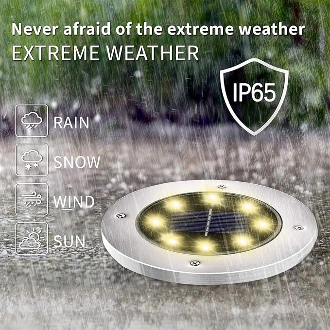 INCX 4.6 inch Solar Lights Outdoor Waterproof,12 Pack Solar Lights for Outside, Solar Garden Lights Landscape Lighting for Patio Pathway Lawn Yard Deck Driveway Walkway, Warm White | 8 LEDs, 600mAh Ni-MH battery, 8-10 hr runtime, stainless steel and AB...