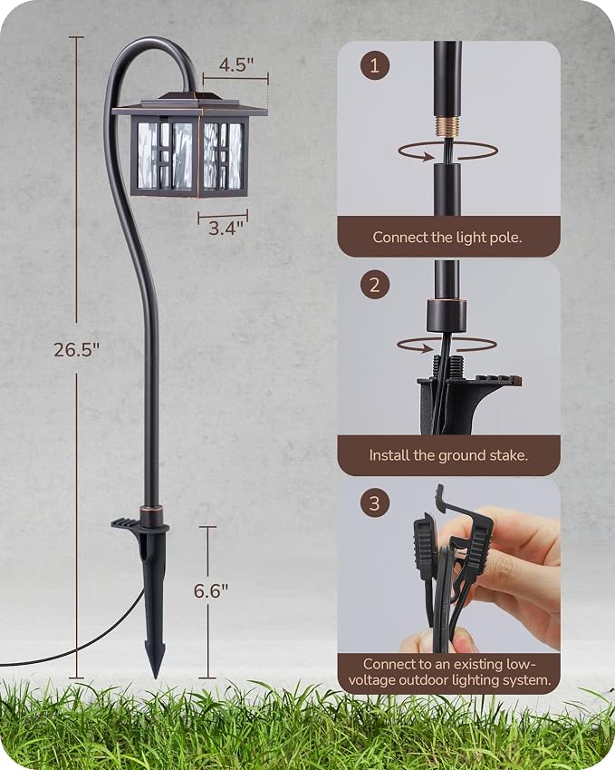 EDISHINE Low Voltage Pathway Lights, Outdoor Landscape Lighting 6 Pack | 3W 185LM, 50,000H, Waterproof Die-Cast Aluminum for Walkway, Driveway, Garden, Path, Yard, Oil-Rubbed Bronze