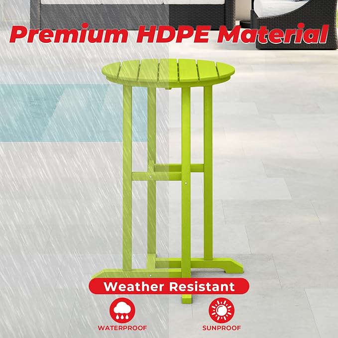 Costaelm Outdoor Bar Table, 37" Counter Height Round Patio Cocktail Bar Table, Patio Bar Table Bistro Dining Table Pub Table for Front Porch Deck, Backyard, Garden, Lime