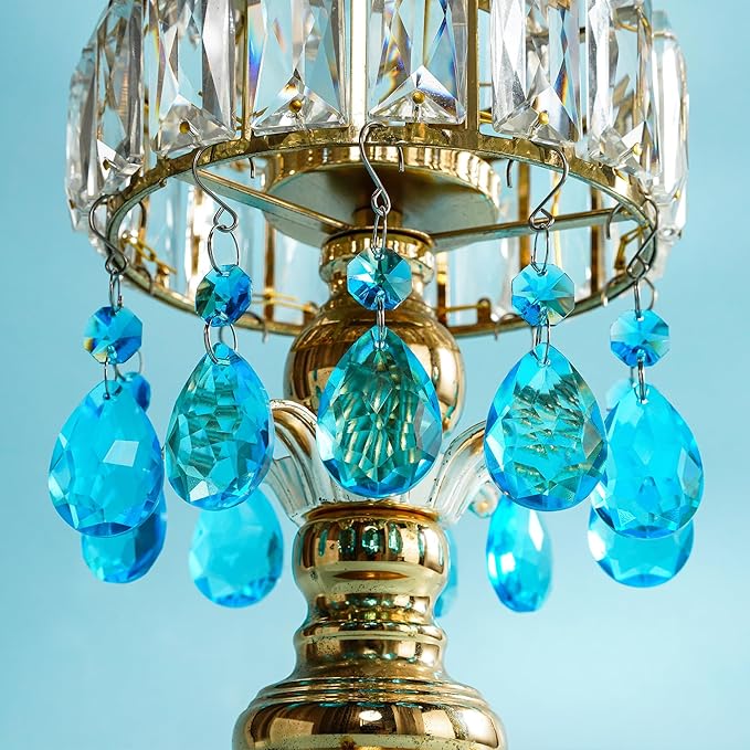 10 Pcs Lake Blue Crystal Bauhinia Suncatcher Prisms Chandelier Window Decor | Lake Blue Crystal Bauhinia Prisms Suncatcher Pendants 3 Inch Chandelier Hanging Sun Catcher for Window Garden Wedding Decor