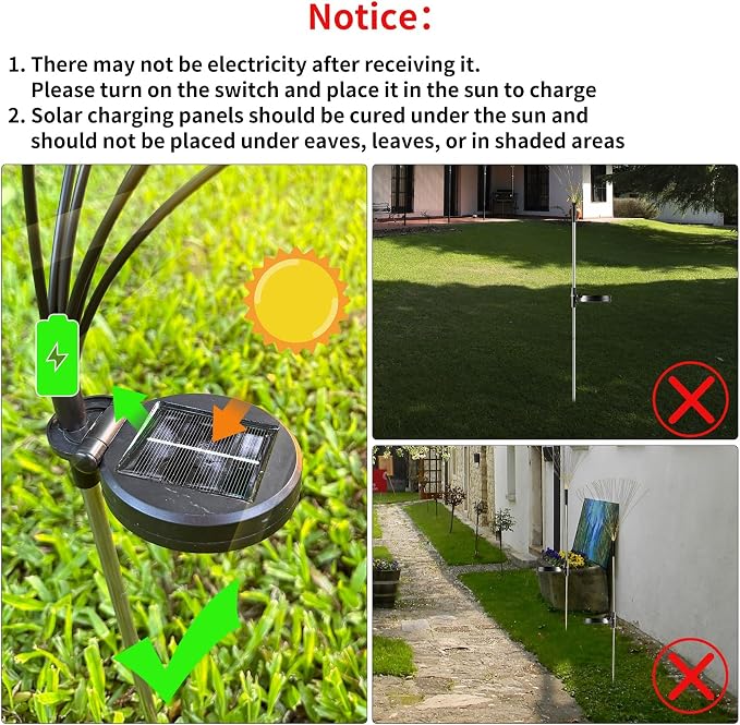 Solar Firework Lights, 4 Pack 120 LEDs 2 Lighting Modes Solar Garden Lights Outdoor Waterproof for Yard Patio Walkway Pathway Party Wedding Christmas Decorative - White
