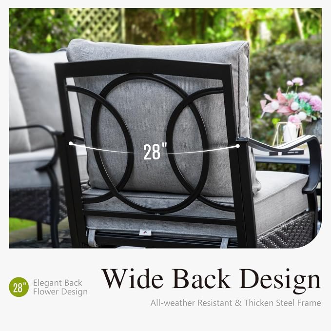 Sophia & William Extra Large Outdoor Patio Sofa Chairs Set 2 PCS Heavy-Duty Porch Furniture with High Back & Deep Seating Area, 5.5" Thicken Cushions for Deck, Lawn, Outside (Grey)