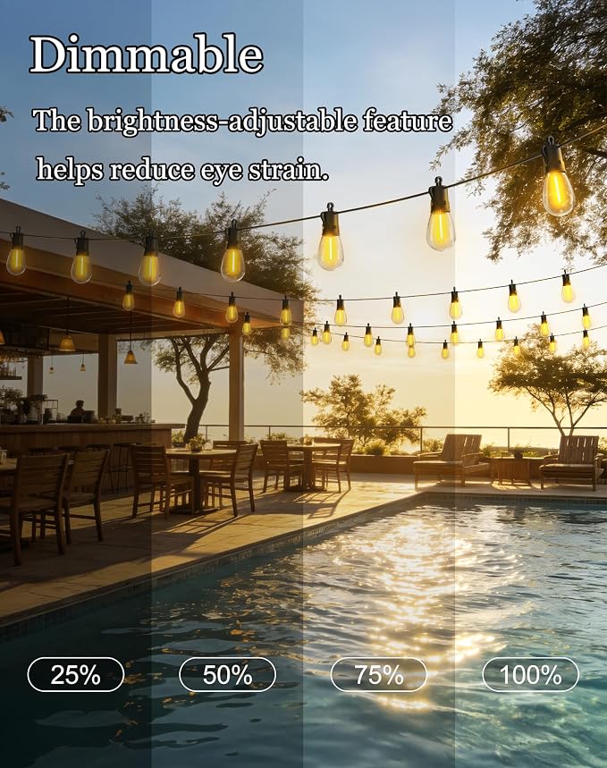 100ft-Solar-Powered-Lights-Outdoor-Waterproof-String Lights-Outside-Patio-Yard-Garden-Fence-Backyard-Deck-Porch-Balcony-Patios-Camping-Battery-Operated-LED-Fairy-Strip-Lighting-Hanging-Edison-Bulbs