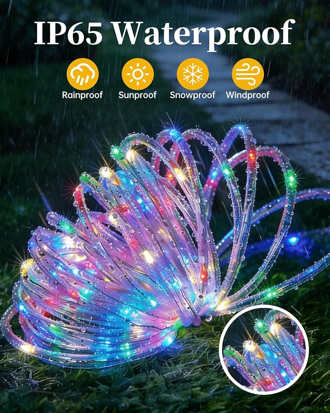 MERRIMAX M Solar Rope Lights Outdoor, 72FT 200LED, Multicolor | 8 Lighting Modes, Waterproof, Solar Powered Fairy Lights, For Party Garden Yard Home Holiday Tree Decoration
